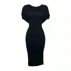 Boohoo Black Dolman Draped Back Midi Dress